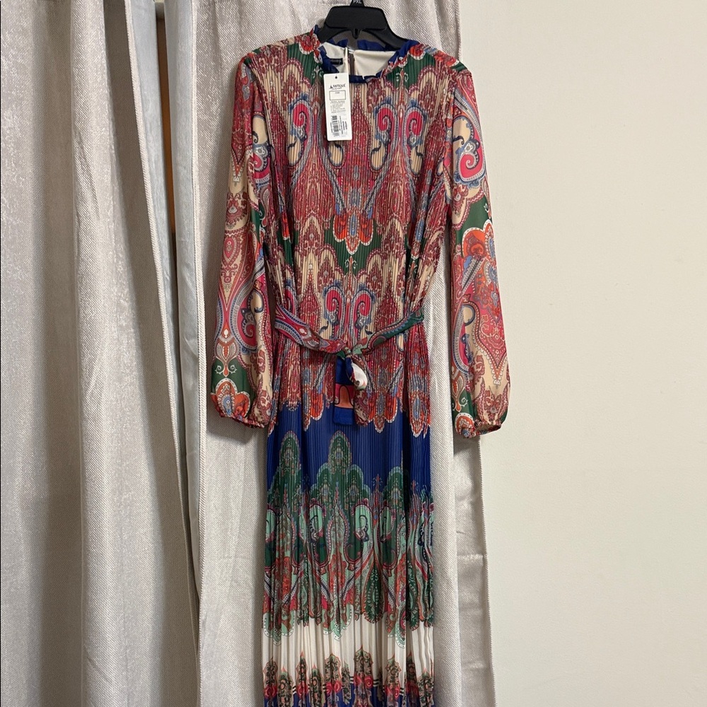Antique Vibrant Paisley Long Sleeve Dress